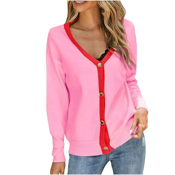 Lilgiuy Women's Top Cardigan Outwear CoatSleeve Long Sleeve Daisy Coat(Pink,4) Winter Clothes for 2022