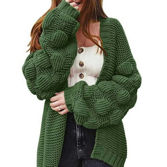 Lilgiuy Women's Top Cardigan Solid Color Medium And Long Term Outwear Long Sleeve Coat Army Green,12(XXL) for 2022