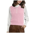 thumbnail image 1 of Lilgiuy Women's Top Sleeveless Sweater Knitting Turndown Collar Tank Top,Pink,8(L) Winter Dresses for 2022, 1 of 5