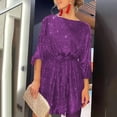 thumbnail image 1 of Lilgiuy Women's Trendy Crewneck Sequin Long Sleeve Solid Mini Dress Formal Dress for Date Nights, 1 of 5