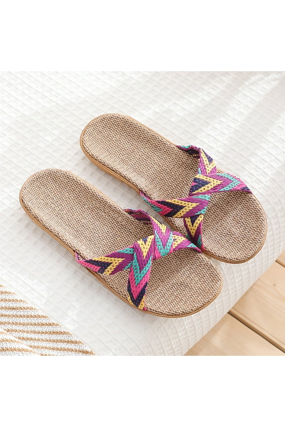 Women's Trendy Slippers Summer Beach Shoes Non-Slip Indoor House Slippers Casual Slides Slip on Flat Sandals for Work Office Business(Purple,9)