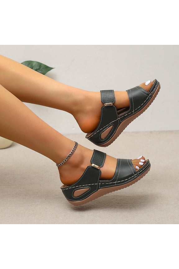 Women's Two Strap Wedge Sandals Open Toe Slip on Platform Sandals Comfortable Slide Sandals with Arch Support Gift for Your Girlfriend Wife Mom(Green,10)