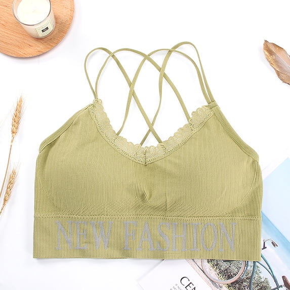Lilgiuy Women's Underwear Tube Top Color Matching Vest Sports Suspenders,Green,Free Winter Dresses for 2022