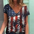 thumbnail image 1 of Lilgiuy Women's V-Neck Blouse Short Sleeve Independence Printed Tank Tops Casual Summer Blouse, 1 of 4