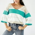 thumbnail image 1 of Lilgiuy Women‘s Winter Casual Loose Color Blocking V-Neck Long Sleeve Pullover Knitted Sweater Top Blouse Sweater for Relaxing, 1 of 5
