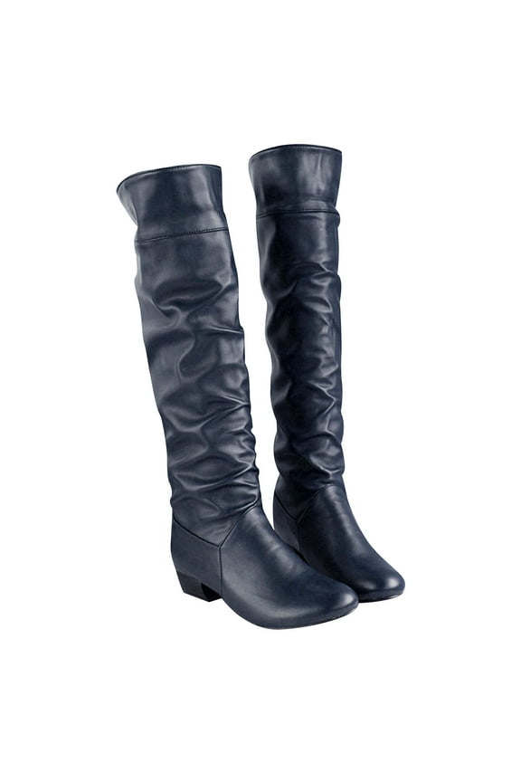 Women's Winter Elegant Knee High Boot Black Brown High Tube Flat Heels ShoesBlack,8.5(41) Winter Fashion 2022