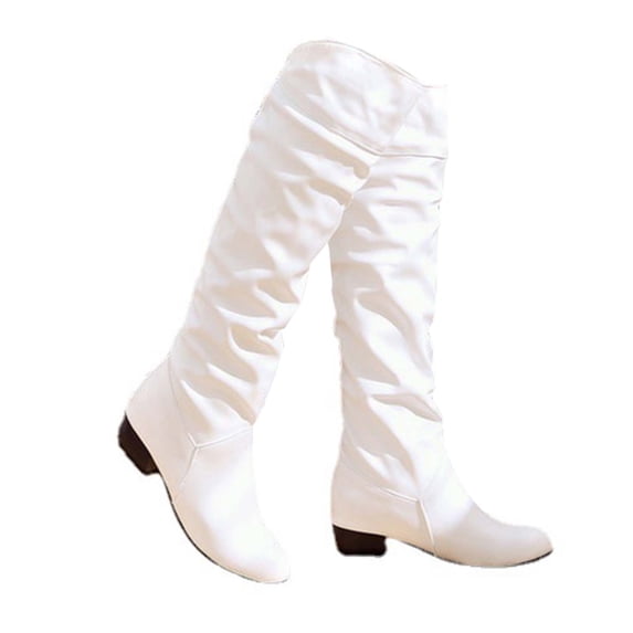 Lilgiuy Women's Winter Elegant Knee High Boot Black Brown High Tube Flat Heels ShoesWhite,7.5 Winter Clothes for 2022