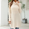 thumbnail image 1 of Lilgiuy Women's Winter Long Sleeve Round Neck Knit Turtleneck Sweater Midi Dress for Leggings, 1 of 4