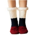 thumbnail image 1 of Lilgiuy Women's Winter Thermal Knitted Slipper Socks Patchwork Xmas Pattern Soft Warm Fuzzy Fluffy Non Slip Socks, 1 of 4