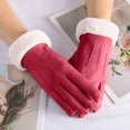 thumbnail image 1 of Lilgiuy Women's Winter Warm Gloves Fashion Solid Color Suede Lovely Daily Thickened Coldproof Soft Mittens for Hiking Camping Mountaining Red, 1 of 4