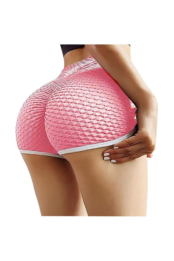 Lilgiuy Women's Workout Shorts Scrunch Booty Yoga Pants Running Compression Exercise Middle Waist Butt Lifting Leggings