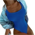 thumbnail image 1 of Lilgiuy Women's Wrinkled Cloth Wave Fluorescent Color One-piece Swimsuit Swimsuit,Blue,4 2022 Fall Winter, 1 of 5