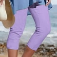 thumbnail image 1 of Lilgiuy Womens Athletic Cropped Pants Solid Color Casual Elastic Waist Hawaiian Pants Outwear, 1 of 5