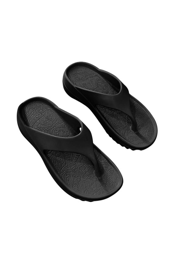 Womens Beach Flip Flops Casual Solid Color Comfortable Arch Support Summer Orthotic Flip Flops Non-Slip Slip on Thong Sandals for Spa(Black,10)