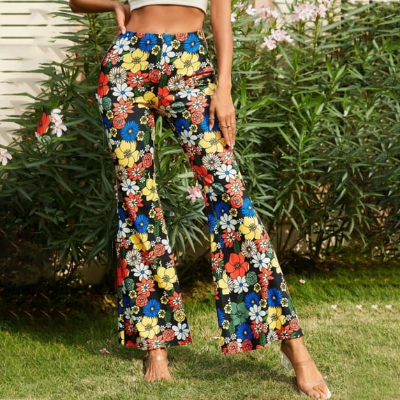 Lilgiuy Womens Casual Long Pants High Waist Summer Printed Pants Alt Clothing Alternative Clothing