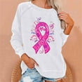 thumbnail image 1 of Lilgiuy Womens Fight Breast Cancer Sweatshirt Pink Ribbon Print Pullover Loose Fit Tops Casual Long Sleeves Crewneck Sweatshirt (S-2XL), 1 of 5