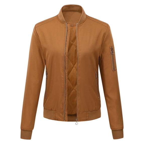 Lilgiuy Womens Jacket Solid Long Sleeve Zipper Pocket Outerwear Tops Short Coat Winter Clothes for 2022