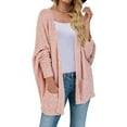 thumbnail image 1 of Lilgiuy Womens Ladies Solid Open Front Soft Chunky Pocket Long Sleeve Coat Outerwear Cardigan Pink6 Winter Fashion 2022, 1 of 5