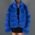 thumbnail image 1 of Lilgiuy Womens Ladies Warm Faux Furry Coat Jacket Winter Solid V-neck Outerwear Blue，10（XL） Winter Fashion 2022, 1 of 5