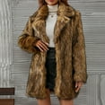 thumbnail image 1 of Lilgiuy Womens Ladies Warm Faux Furry Coat Jacket Winter Turn Down Collar Outerwear Brown，10 Winter Dresses for 2022, 1 of 5