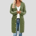 thumbnail image 1 of Lilgiuy Womens Long Sleeve Cable Knit Long Cardigan Open Front Button Sweater Outerwear,Army Green, Dresses for 2022, 1 of 5