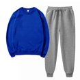thumbnail image 1 of Lilgiuy Womens Matching Sweatsuit Set Casual Solid Color Long Sleeve Crewneck Pullover Tops and Long Pants Sweatsuits Tracksuits for Hanging Out, 1 of 5