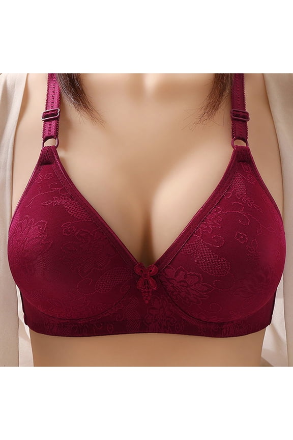 Womens Passion for Comfort Minimizer Bra Casual Solid Color Lace Breathable Bra Underwear No Rims for Valentine's Day