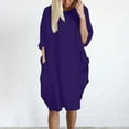 thumbnail image 1 of Lilgiuy Womens Pocket Loose Dress Ladies Neck Casual Long Tops Dress Plus Size for Cardigan Coat or Jacket, 1 of 4