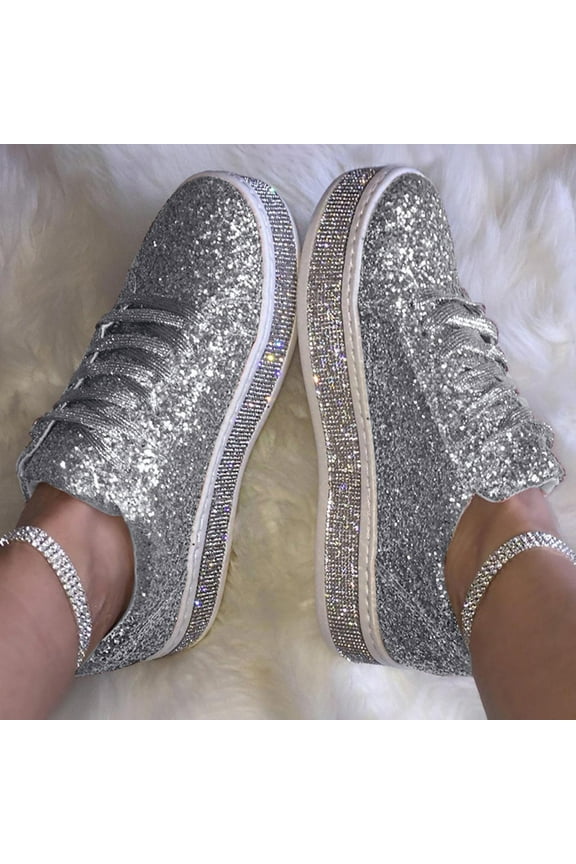 Womens Slip On Shoes Lace Up Comfort Comfortable For Walking Sneakers Slip On ShoesSilver4.5 2022 Fall Winter