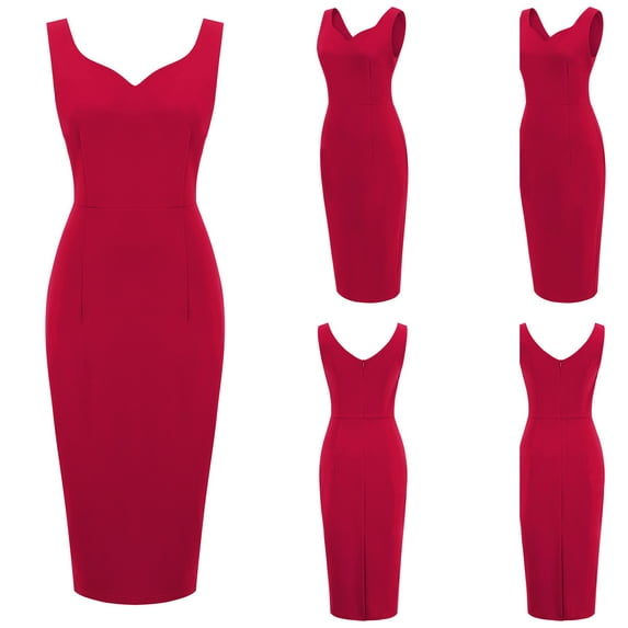 Lilgiuy Womens Solid Cold Shoulder Sleeveless V-Neck Regular Dress Fall Dresses for 2022 Spring Winter