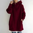 thumbnail image 1 of Lilgiuy Womens Solid Color Hoodie Zipper Long Sleeve Sweatshirts Long Coat Tops With Pockets Wine6 Winter Fashion 2022, 1 of 5