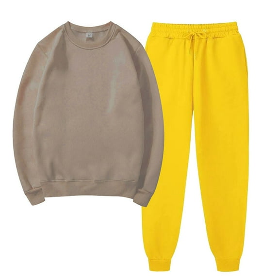 Lilgiuy Womens Sweatsuits 2 Piece Set Casual Solid Color Long Sleeve Pullover Sweatshirt Matching Joggers Sweatpants 2 Piece Tracksuit Sets Daily Casual Wear