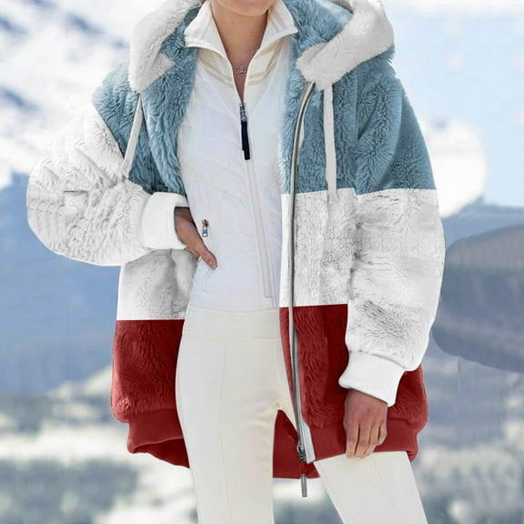 Lilgiuy Womens Warm Faux Coat Jacket Winter Zipper Long Sleeve Outerwear