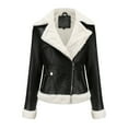 thumbnail image 1 of Lilgiuy Womens Warm Long Sleeve Jacket Slim Winter Parkas Faux Leather Hoodless Coats,Black,10(XL) Winter Fashion 2022, 1 of 5