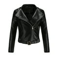 thumbnail image 1 of Lilgiuy Womens Warm Long Sleeve Jacket Slim Winter Parkas Faux Leather Hoodless Coats Black，8 Winter Clothes for 2022, 1 of 5