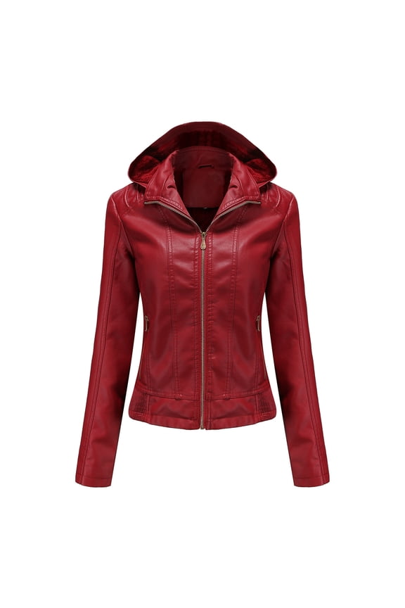 Womens Warm Long Sleeve Jacket Slim Winter Parkas Faux Leather Hoodless Coats Wine,6(M) Winter Dresses for 2022