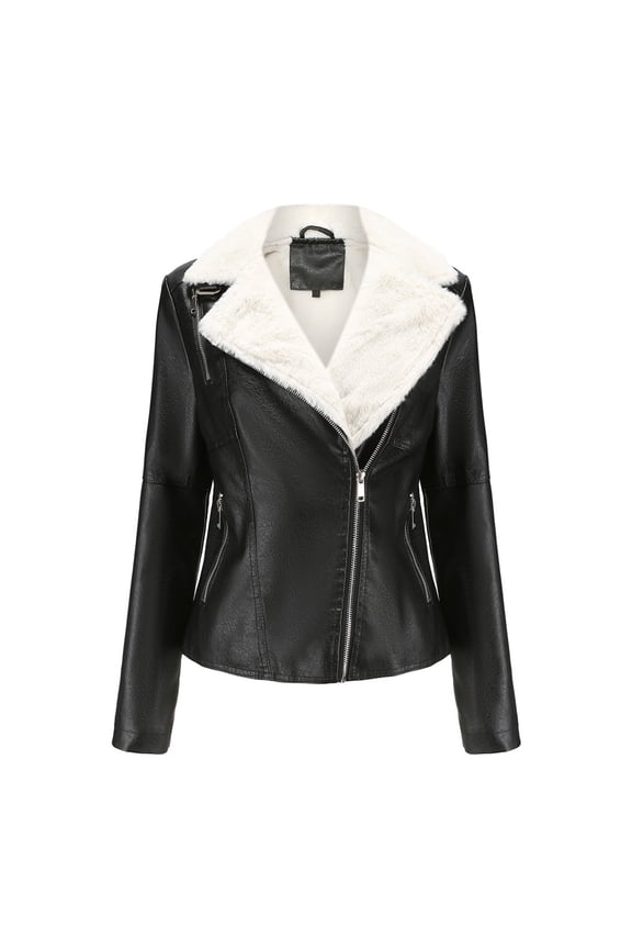 Womens Warm Long Sleeve Jacket Slim Winter Parkas Faux Leather Hoodless for Basketball Football