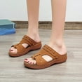thumbnail image 1 of Lilgiuy Womens Wedge Sandals Comfortable Walking Sandals Slip on Platform Slide Sandals Dressy Summer Slippers Gift for Your Girlfriend Wife Mom(Brown,6), 1 of 5