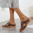 thumbnail image 1 of Lilgiuy Womens Wedge Sandals Open Toe Low-heeled Slide Sandals Casual Bohemian Style Hollow Out Flower Platform Sandals Summer Breathable Slippers for Spa(Wine,6), 1 of 4
