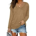 thumbnail image 1 of Lilgiuy Womens Winter Sexy V Neck Long Sleeve Tops Solid Regular Blouse Clearance, 1 of 5