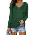 thumbnail image 1 of Lilgiuy Womens Winter Sexy V Neck Long Sleeve Tops Solid Regular Blouse for Weddings Engagements, 1 of 5