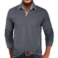 thumbnail image 1 of Lilgiuy Workout Shirts for Men Casual Solid Turn Down Long Sleeve Pullover Zipper Top Outwear, 1 of 4