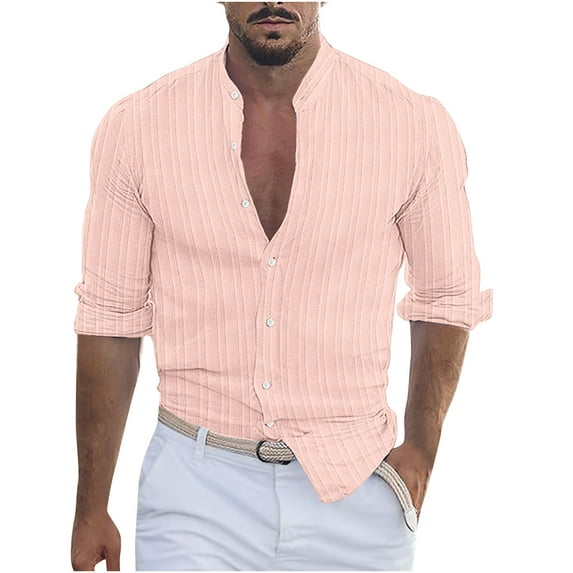 Lilgiuy Workout Shirts for Men Casual Solid Turn Down Long Sleeve Pullover Zipper Top for Anniversary Graduation