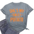 thumbnail image 1 of Lilgiuy Workout Shirts for Women Cute Letter Print Tees Shirts Crewneck Summer Short Sleeve Tops Casual Loose Fit Blouses for Daily Wear, 1 of 4