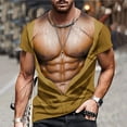 thumbnail image 1 of Lilgiuy Workout T-Shirts for Men 2024 Fun Fake Muscle Printed Sport Graphic Tee Round Neck Short Sleeve Pullover Top Streetwear (Khaki,2XL), 1 of 5