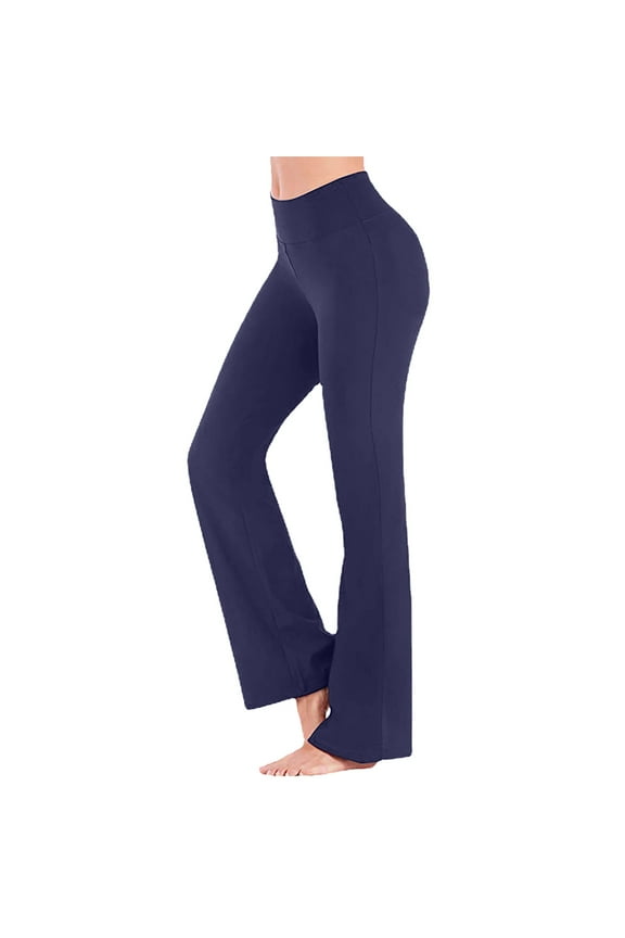 Yoga Pants for Women Stretch Flare Leggings Tummy Control Solid Color Bell Bottom Pants Mid High Waisted Trousers for Pilates Gym Fitness Dark Blue(S-2Xl)