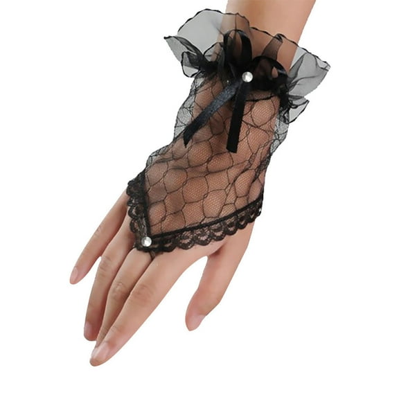 Lilgiuy Yummy Bee Lace Gloves Fingerless Fancy Dress Hen Party Women Wedding Short Prom