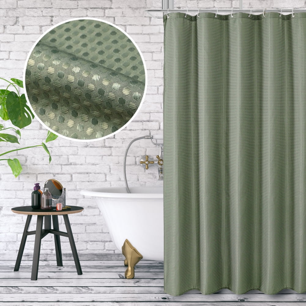 "Lilhowcy 72"" x 72"" Green Waffle Fabric Shower Curtain, Solid