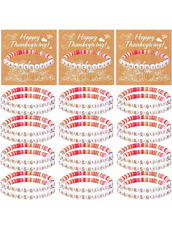 Liliaafar 20 Pcs Thanksgiving Beaded Bracelets Set Fall Party Favors
