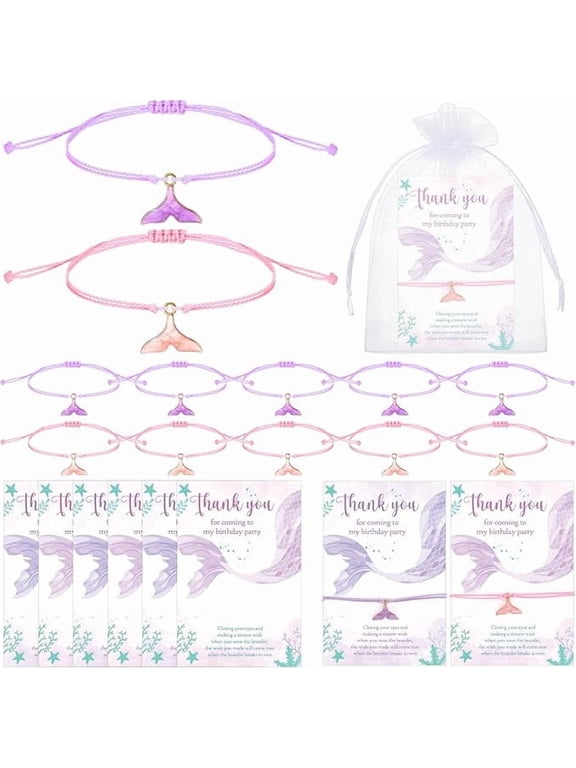 Liliaafar Mermaid Bracelet Party Favors with Thank You Cards